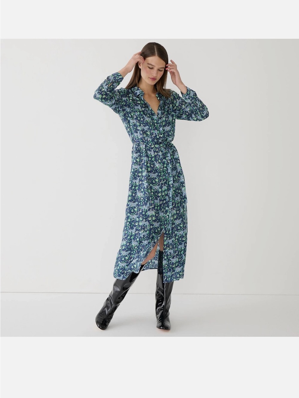 *Like New* J. Crew Button-Front Midi Dress in Fauna Floral Print, size 6